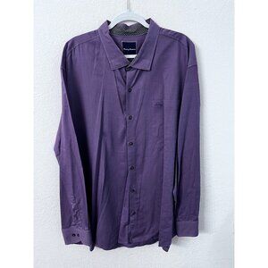 Tommy Bahama Purple Long-Sleeve Button-Up Shirt size 3XL Mens Casual Herringbone